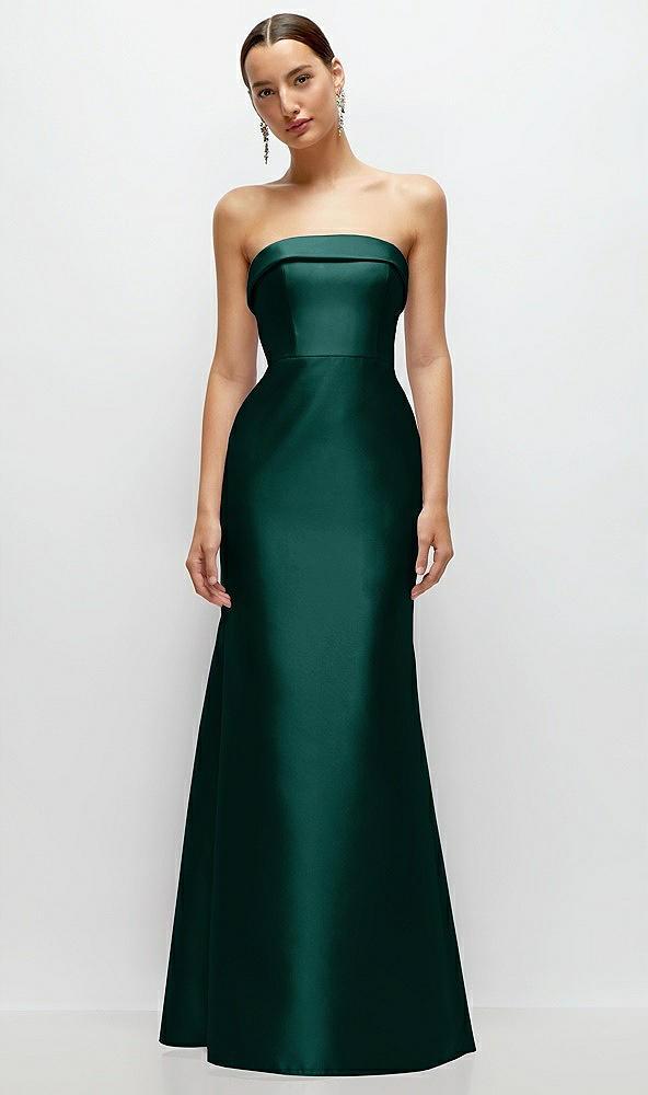 strapless cuff neckline satin trumpet gown