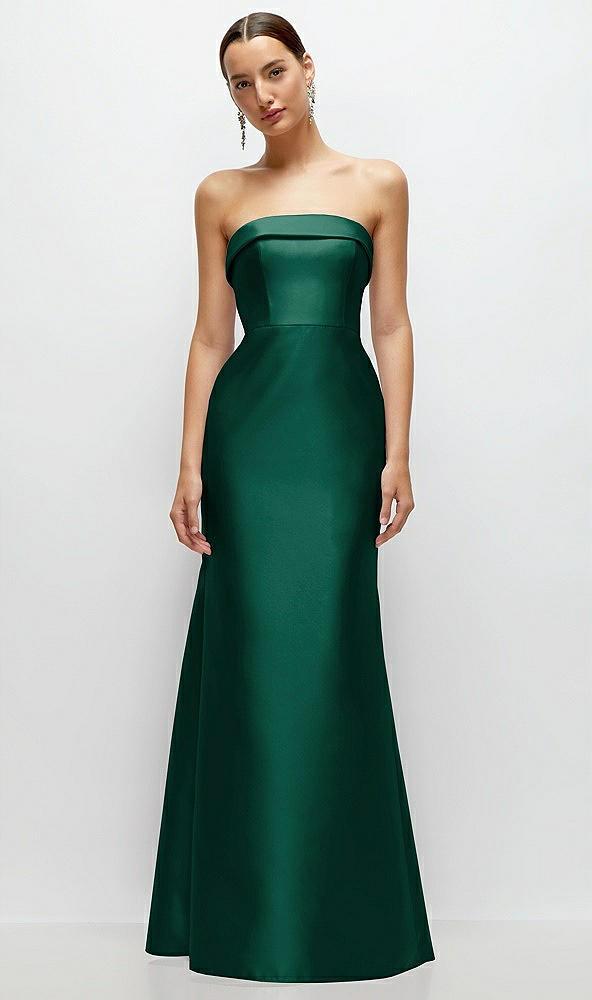 strapless cuff neckline satin trumpet gown