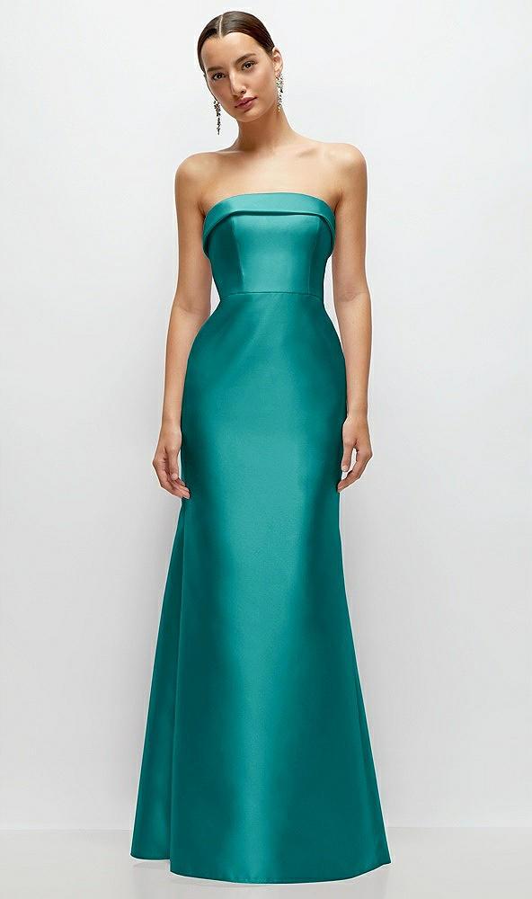 strapless cuff neckline satin trumpet gown