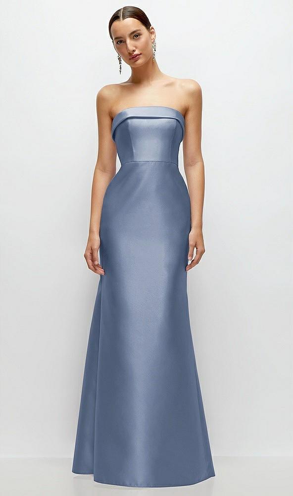 strapless cuff neckline satin trumpet gown