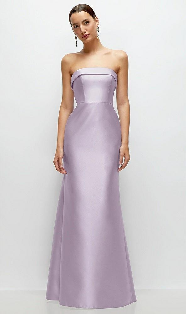 strapless cuff neckline satin trumpet gown