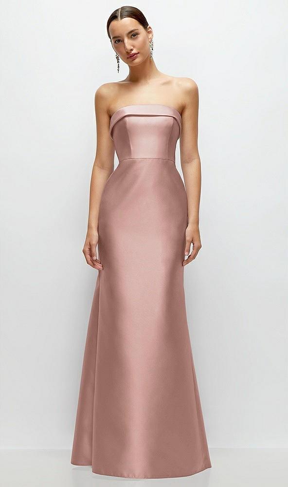 strapless cuff neckline satin trumpet gown