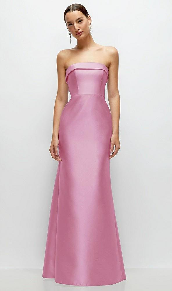strapless cuff neckline satin trumpet gown