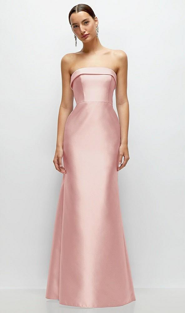 strapless cuff neckline satin trumpet gown