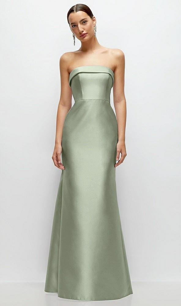 strapless cuff neckline satin trumpet gown