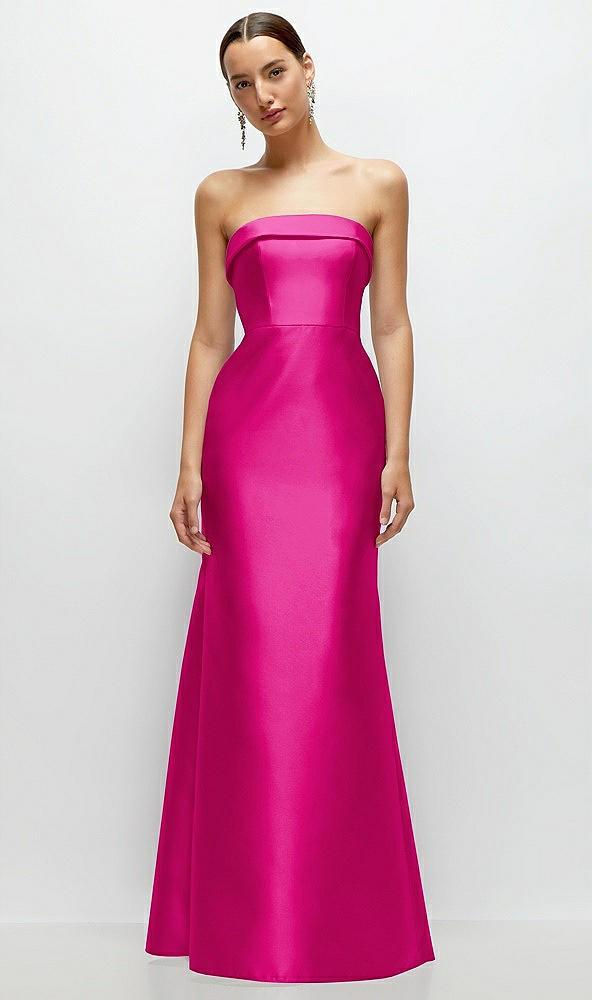 strapless cuff neckline satin trumpet gown