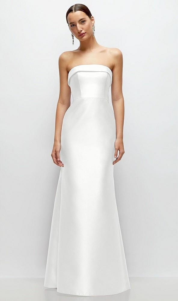 strapless cuff neckline satin trumpet gown