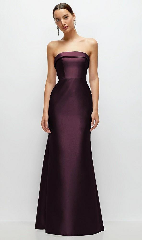 strapless cuff neckline satin trumpet gown