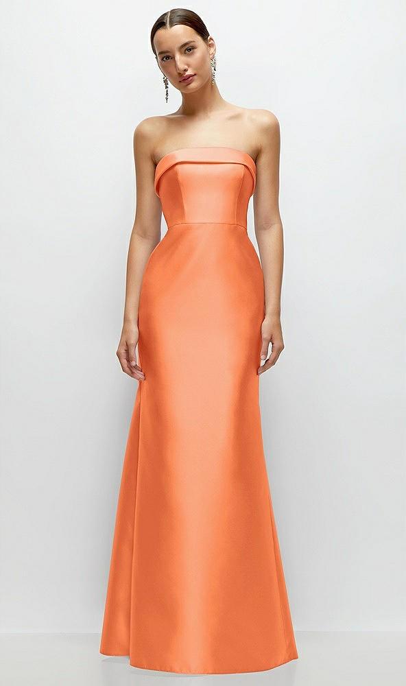strapless cuff neckline satin trumpet gown