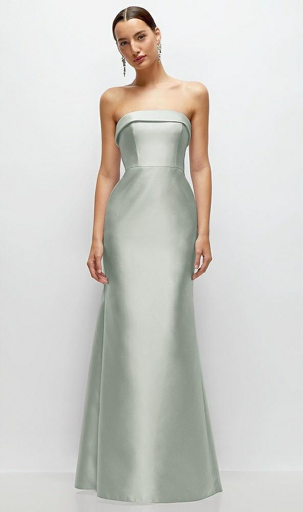 strapless cuff neckline satin trumpet gown