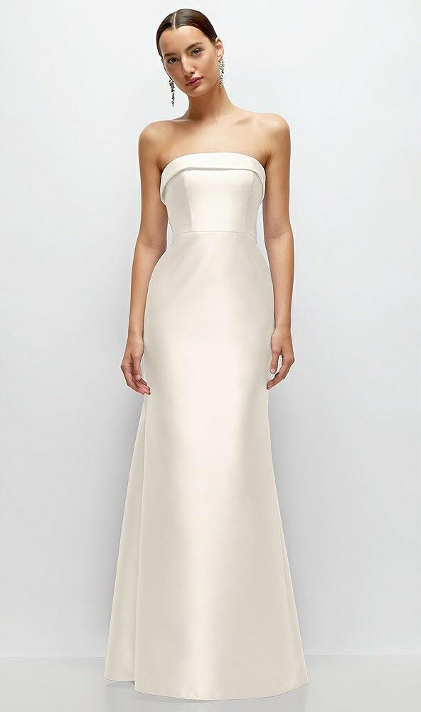 strapless cuff neckline satin trumpet gown