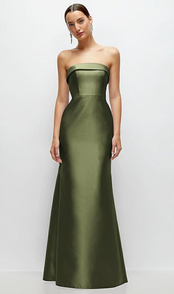 strapless cuff neckline satin trumpet gown