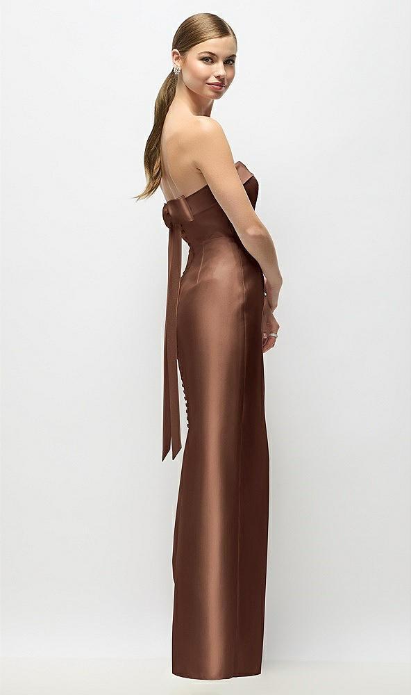 strapless cuff satin maxi dress with column skirt & back bow