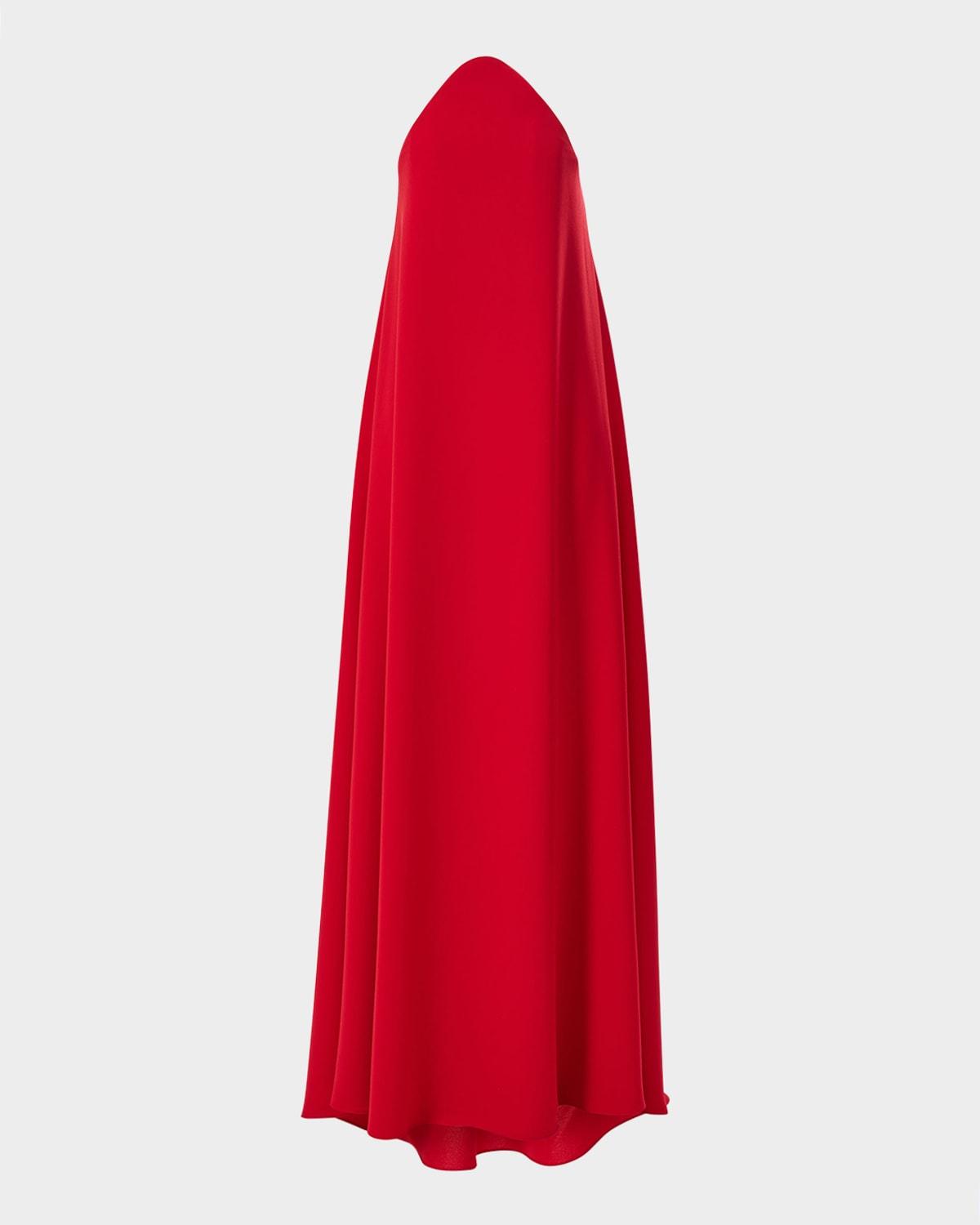 strapless curved neckline fluid gown