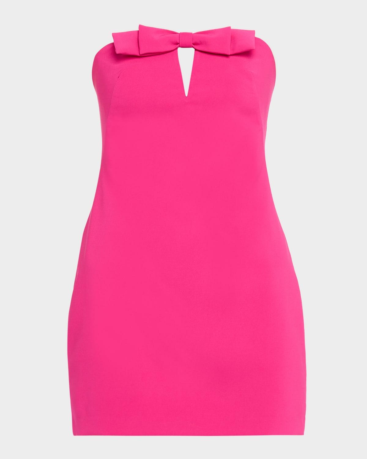 strapless cutout bow-front crepe mini dress