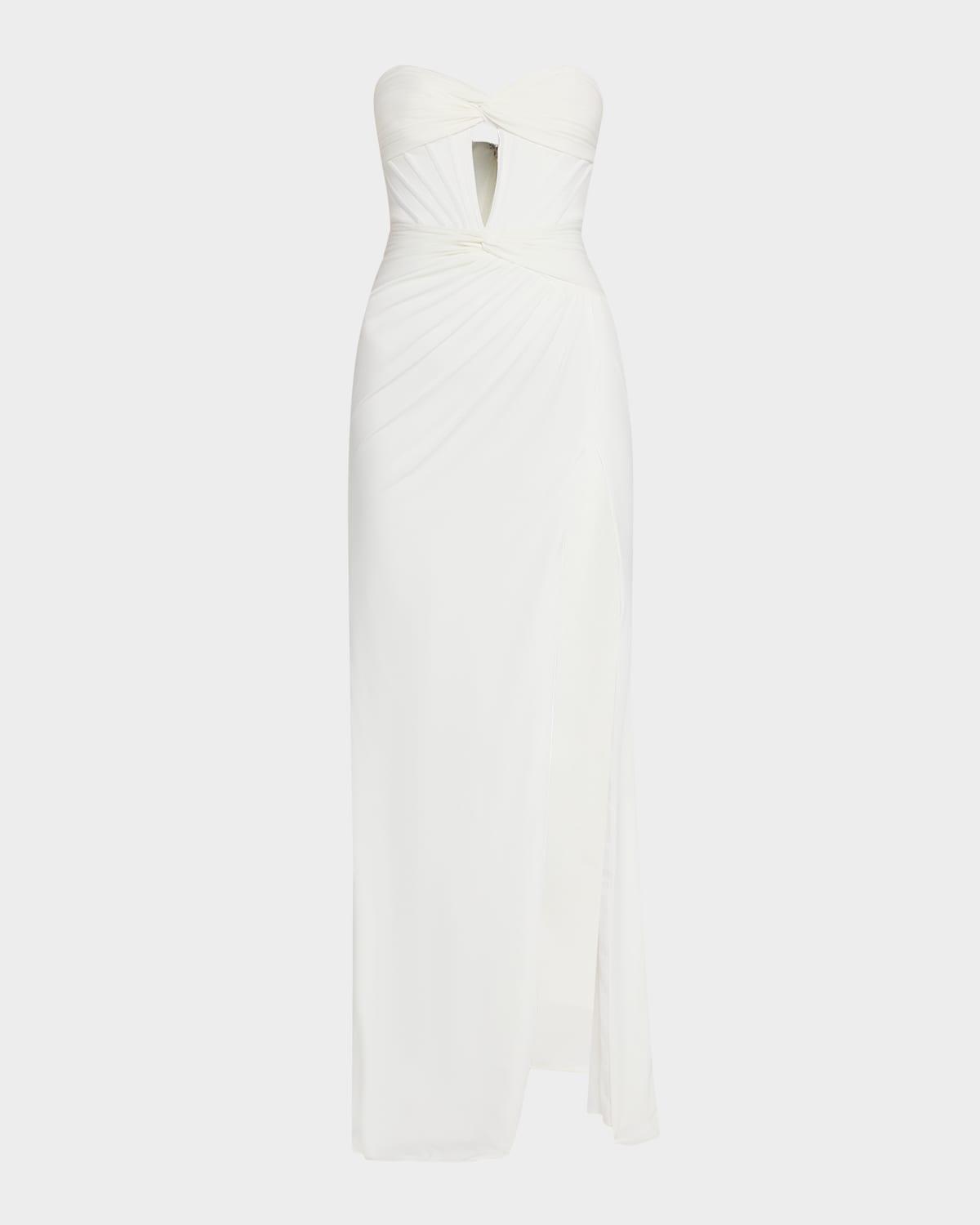 strapless cutout twist-front column gown