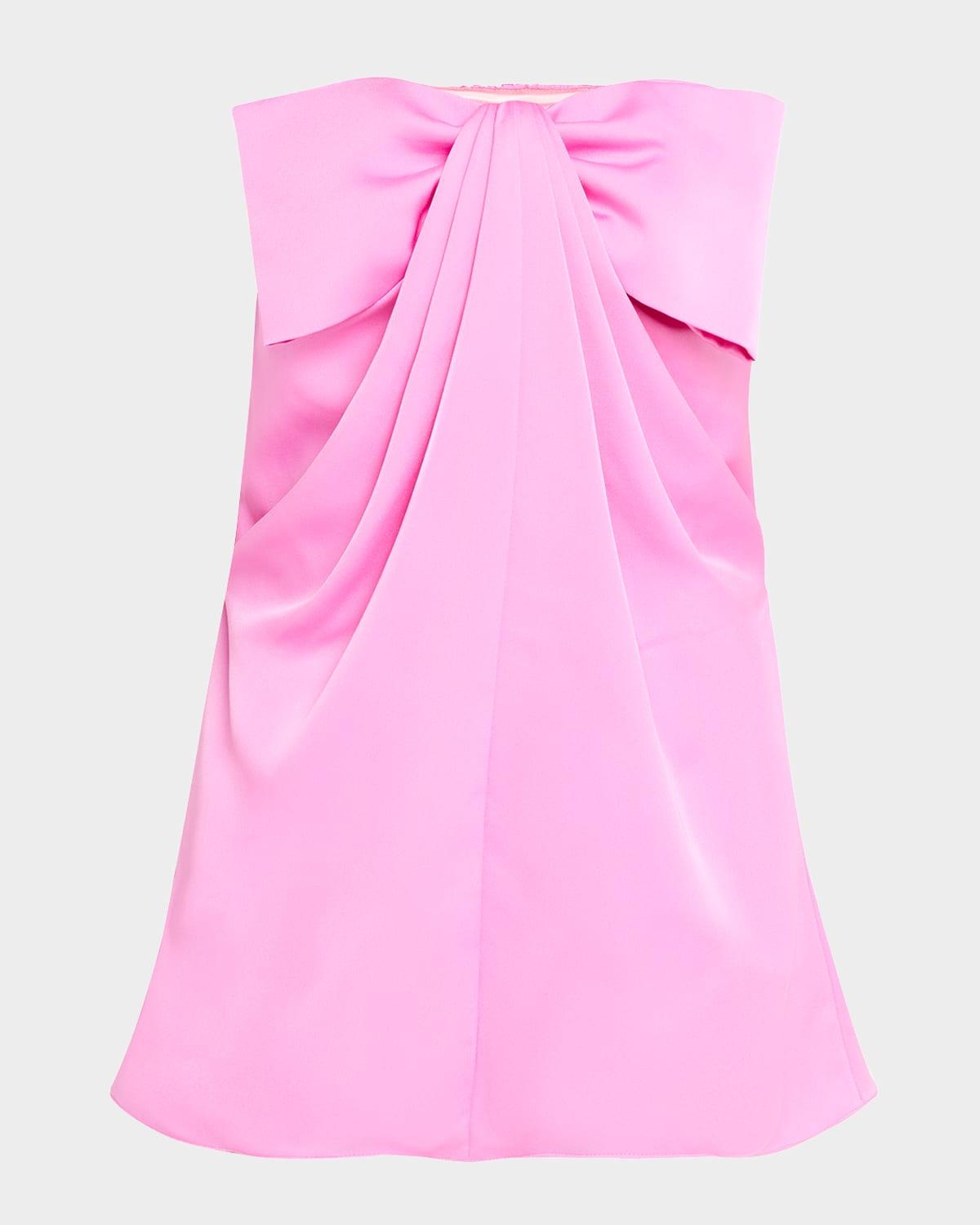 strapless draped bow-front mini dress