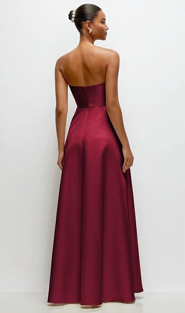 strapless draped cat-eye satin maxi dress with full skirt