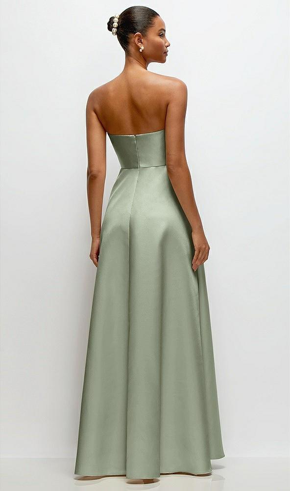 strapless draped cat-eye satin maxi dress with full skirt