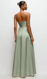 strapless draped cat-eye satin maxi dress with full skirt