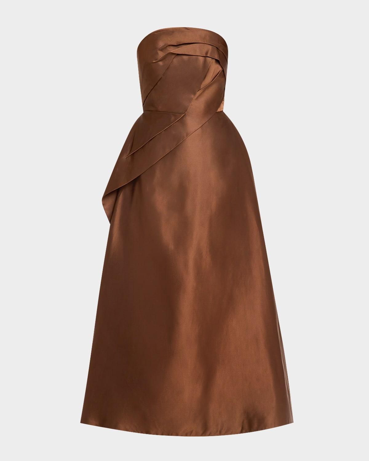 strapless draped double-face satin gown
