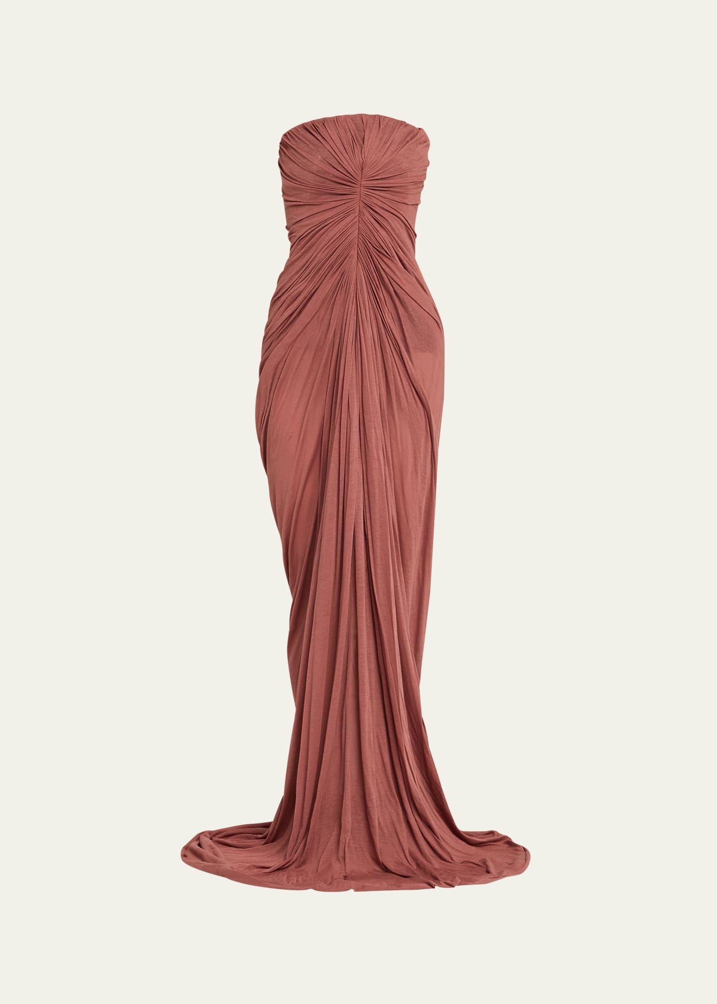 strapless draped gown