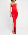 strapless draped satin crepe gown
