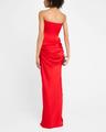 strapless draped satin crepe gown