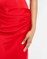 strapless draped satin crepe gown