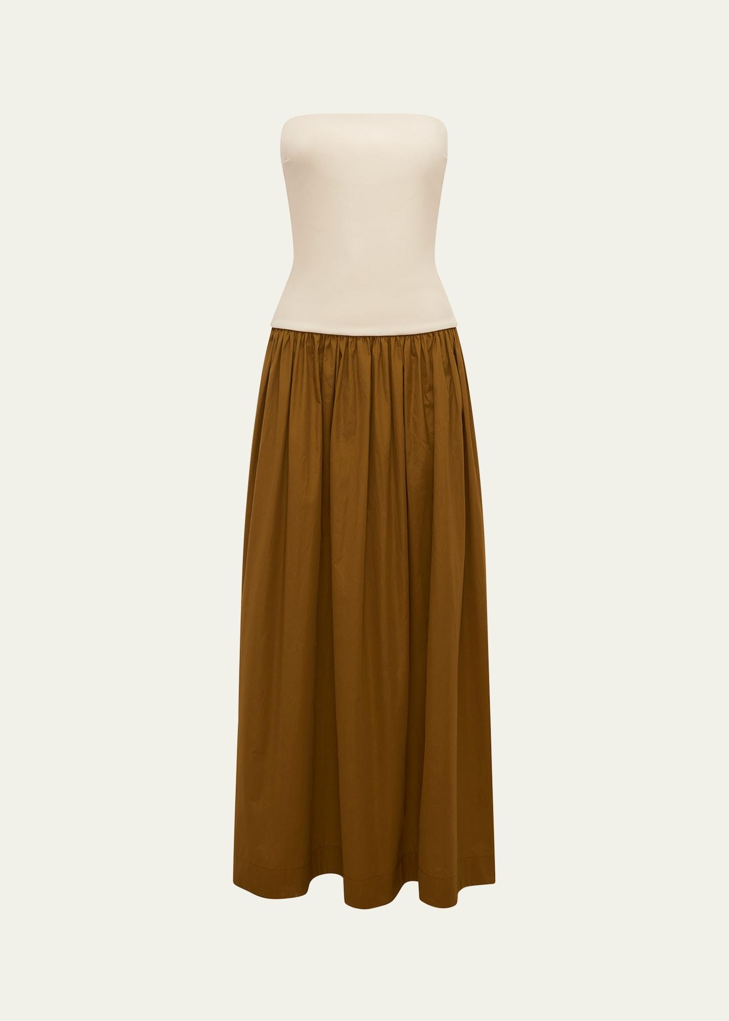 strapless drop-waist duo dress