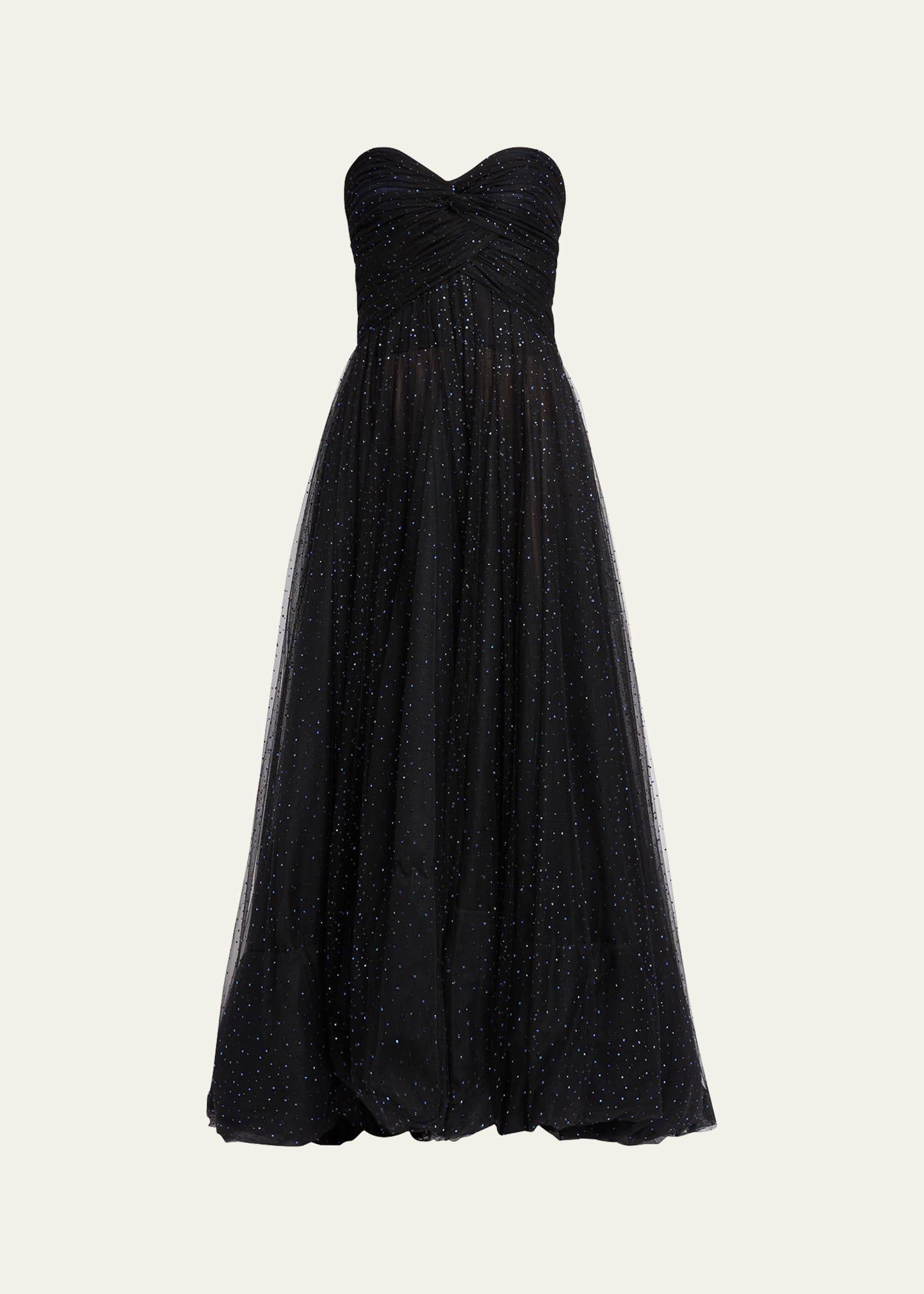strapless embellished tulle gown