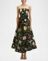strapless english roses faille tea-length dress