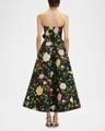 strapless english roses faille tea-length dress