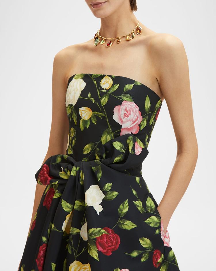 strapless english roses faille tea-length dress