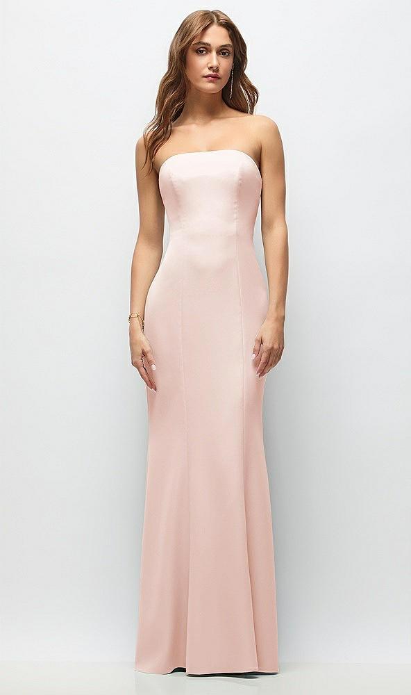 strapless fit and flare crepe maxi dress