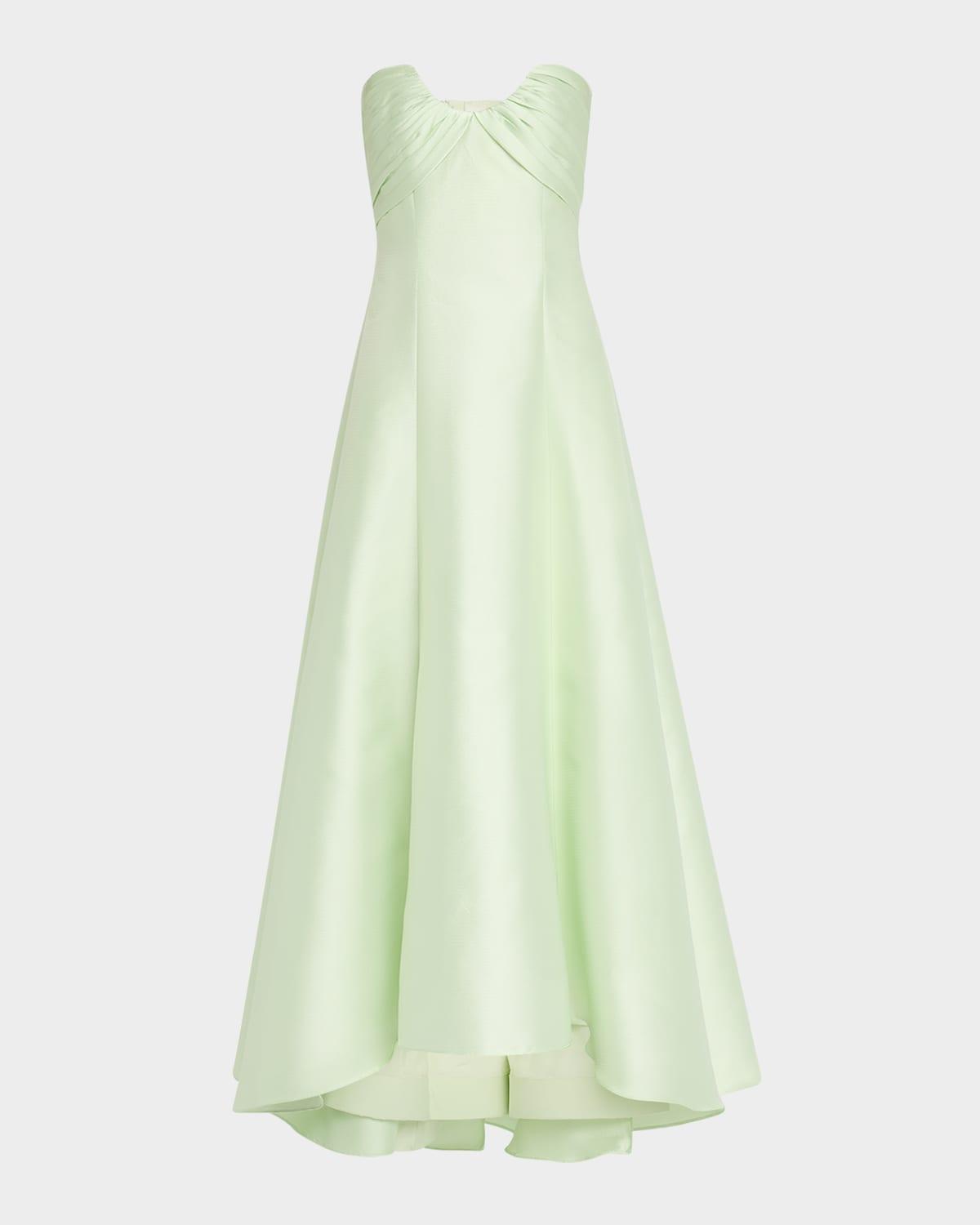 strapless high-low pique gown