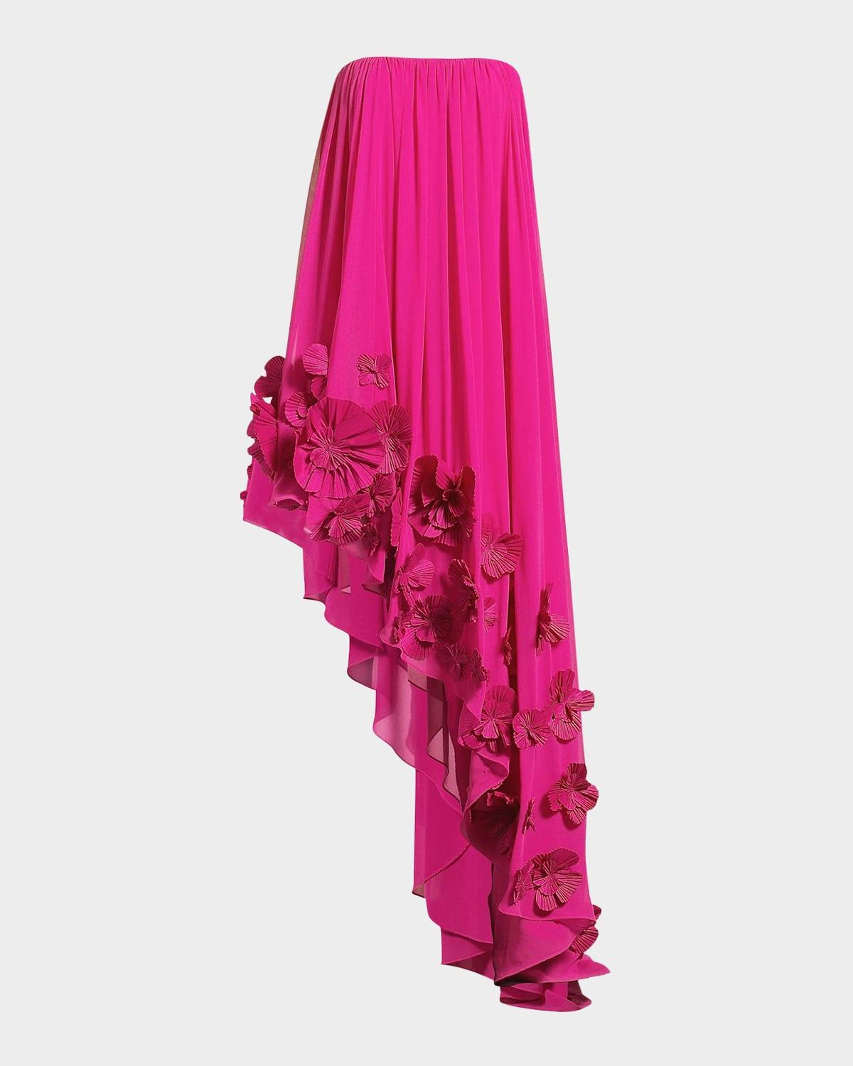 strapless high-low trapeze gown