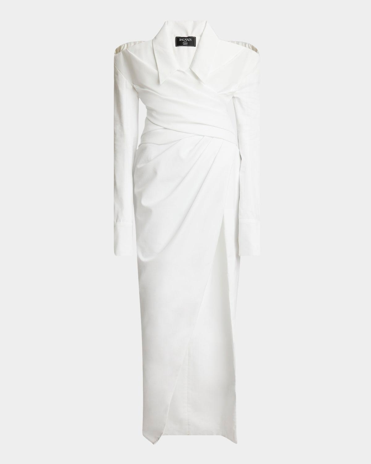strapless illusion shirt gown