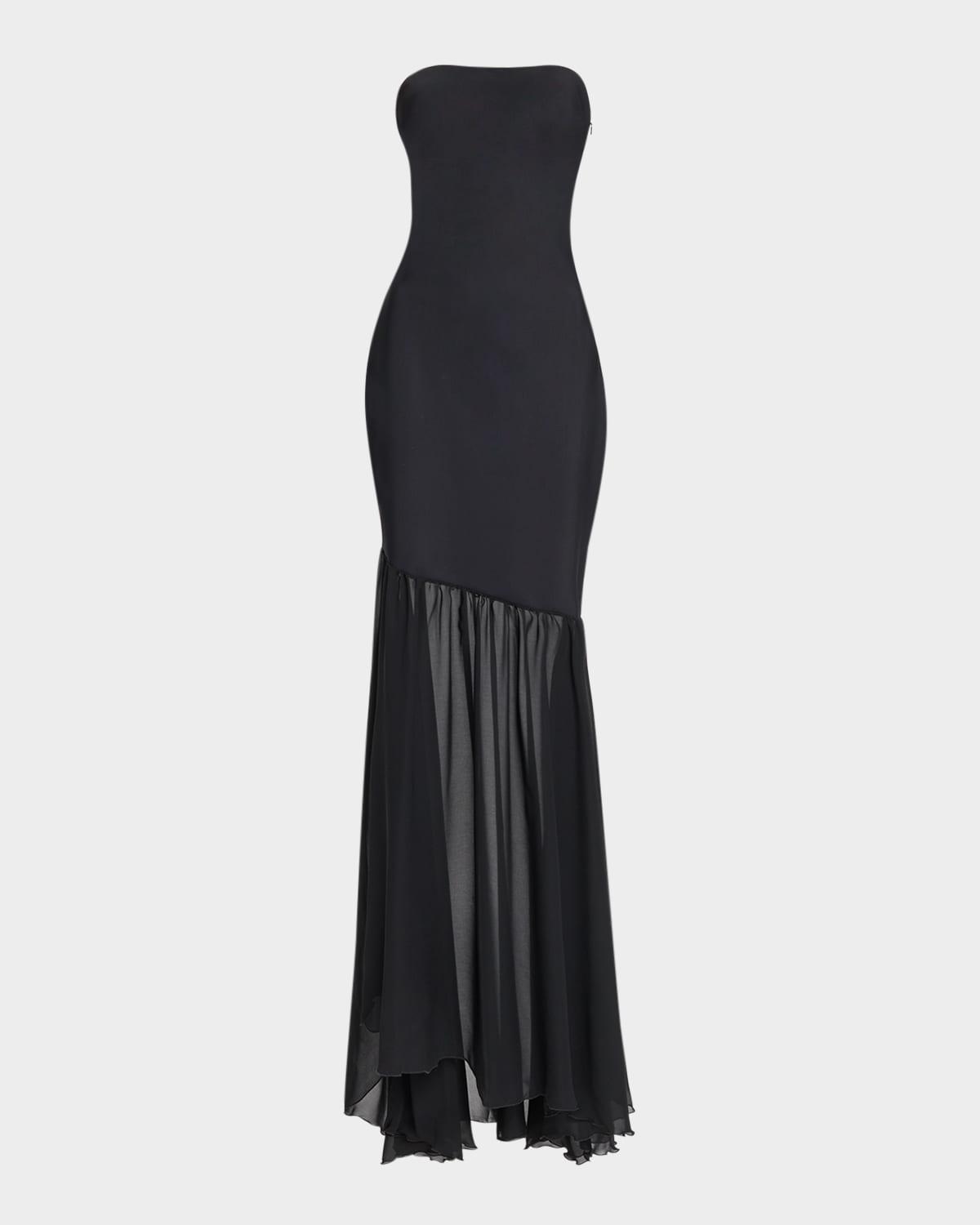 strapless illusion skirt gown