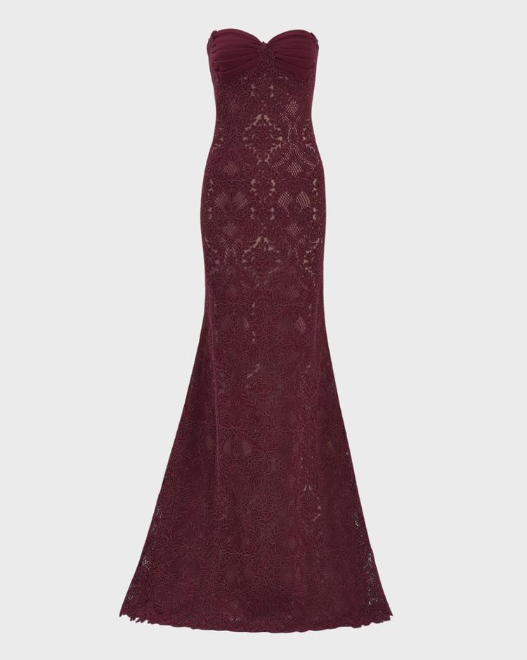 strapless lace a-line gown