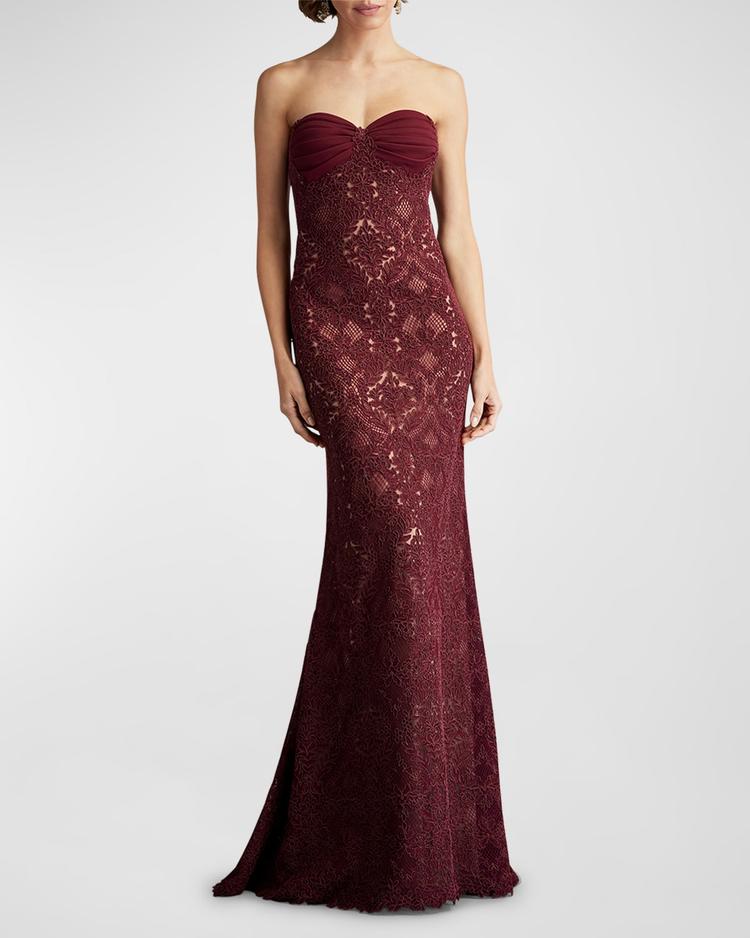 strapless lace a-line gown