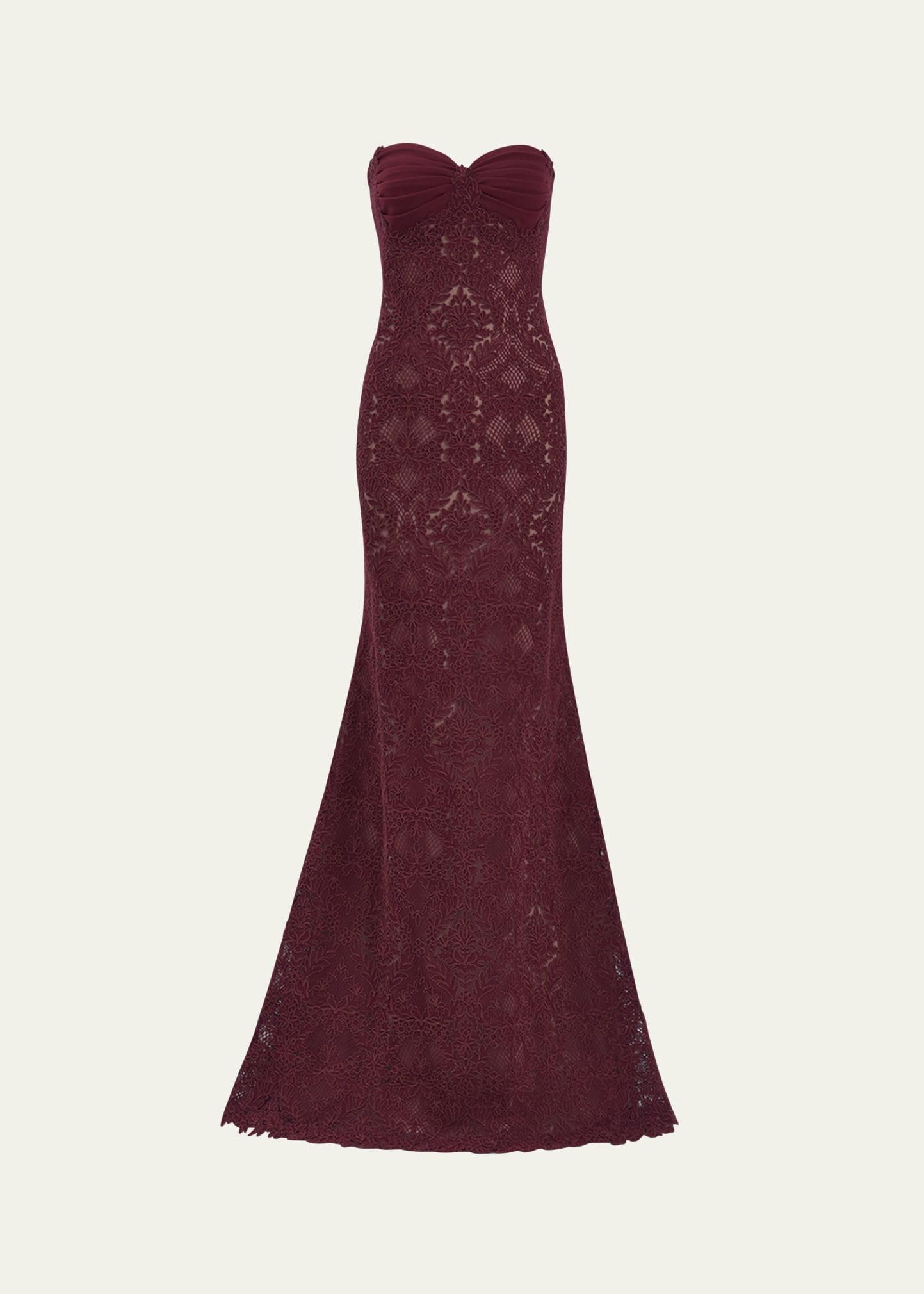 strapless lace a-line gown