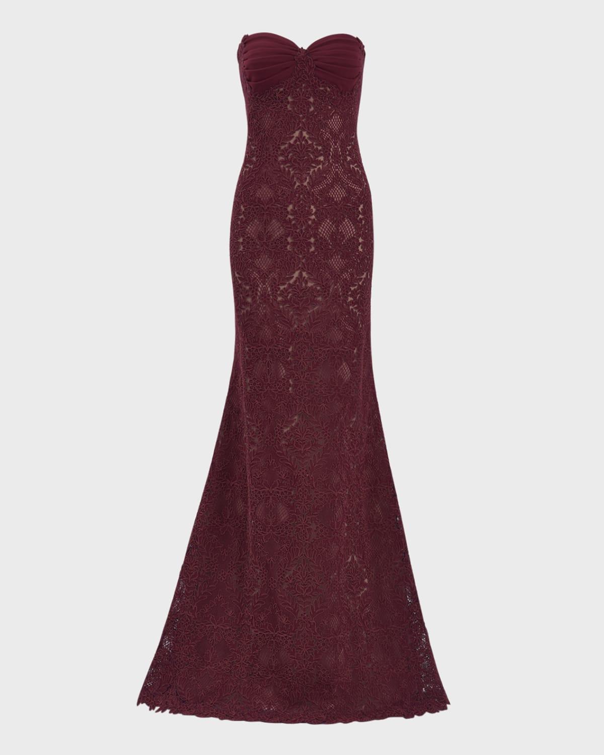 strapless lace a-line gown