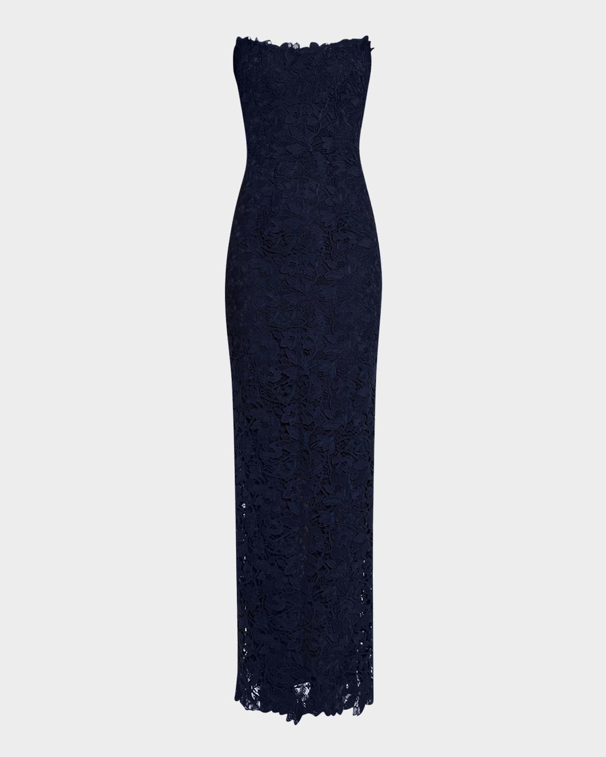 strapless lace column gown