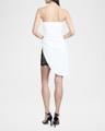 strapless lace-inset pleated mini dress