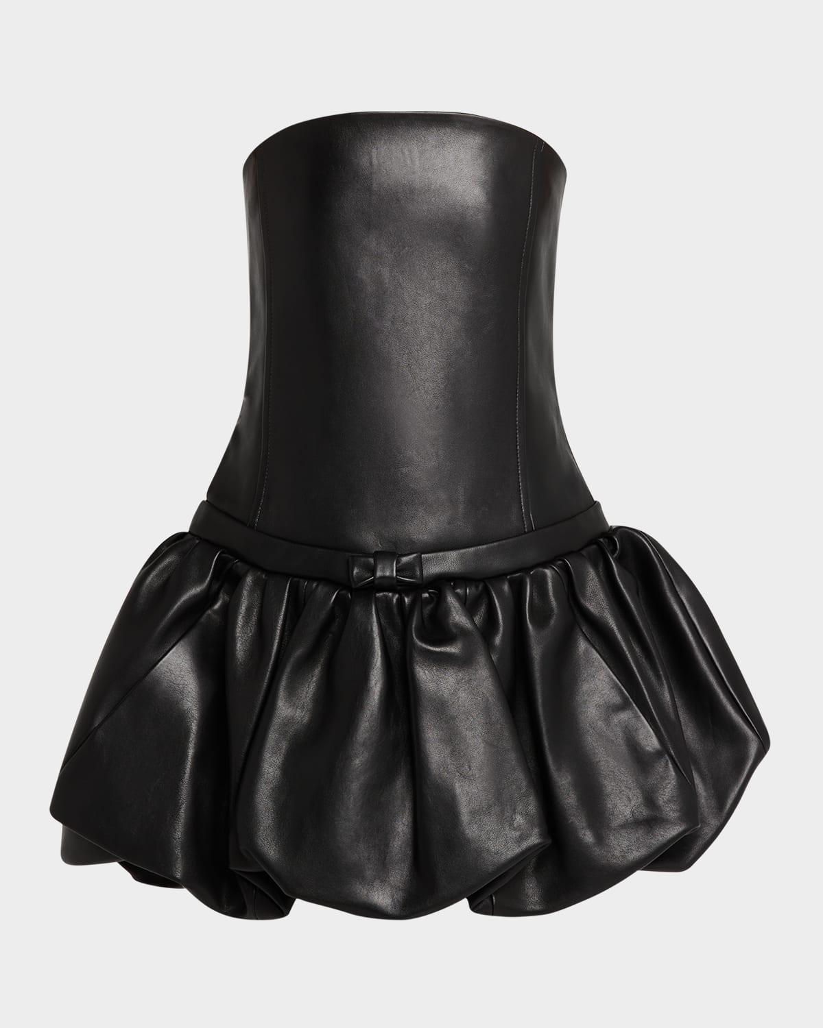 strapless leather bubble dress