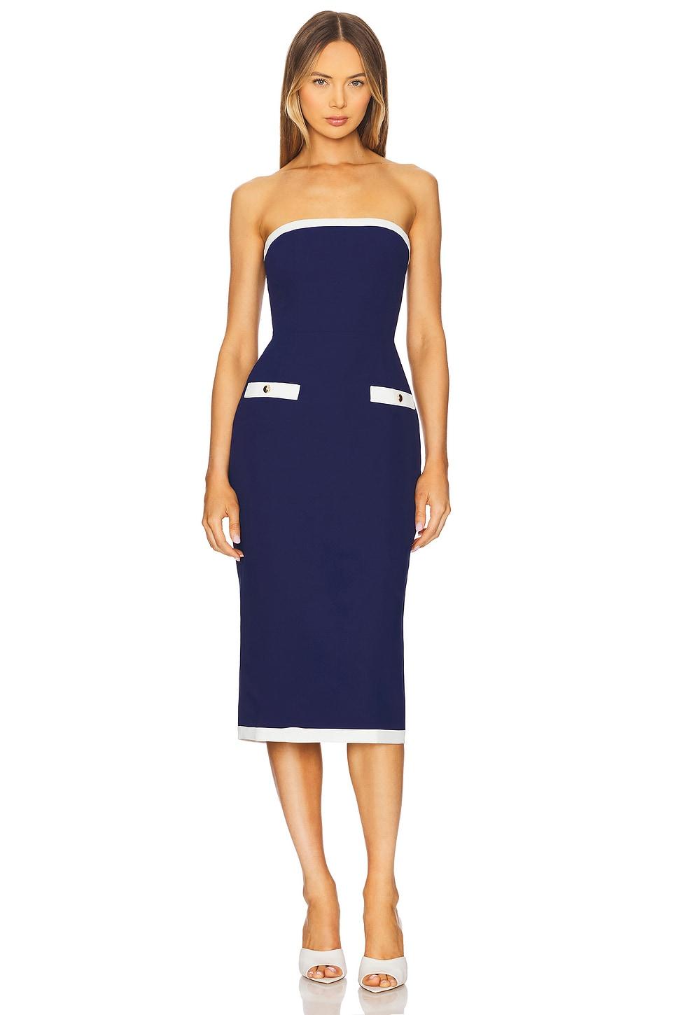 strapless martini midi in navy