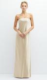 strapless maxi bias column dress with peek-a-boo corset back