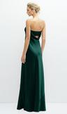 strapless maxi bias column dress with peek-a-boo corset back