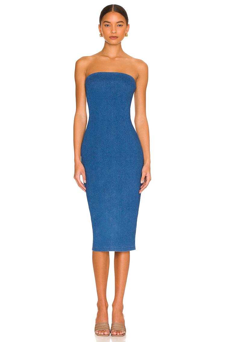 strapless midi dress